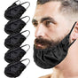 5 Pcs Black Men's Reusable Beard Guard Bib - Protective Beard Cover for Eating and Sleeping - Black Beard V888-ELOSUNG32807