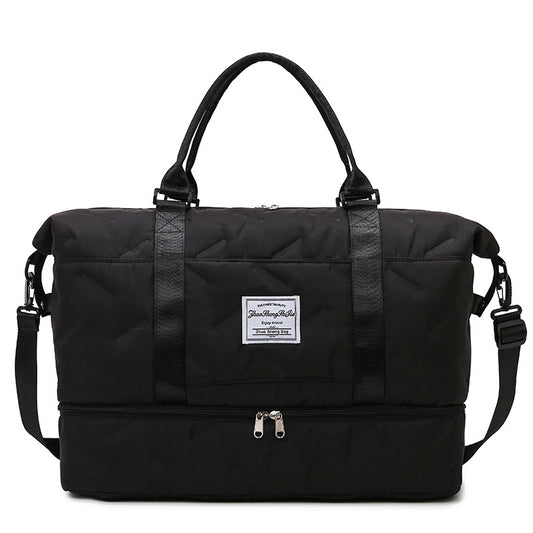 Black Stylish Quilted Duffel Bag for Travel & Gym - Large Capacity Weekender with Shoe Compartment and Wet V888-ELOSUNG32811
