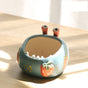 2 Pcs Blue Whimsical Monster Ceramic Succulent Planter - Hand-Painted Character Pot with Drainage V888-ELOSUNG32848