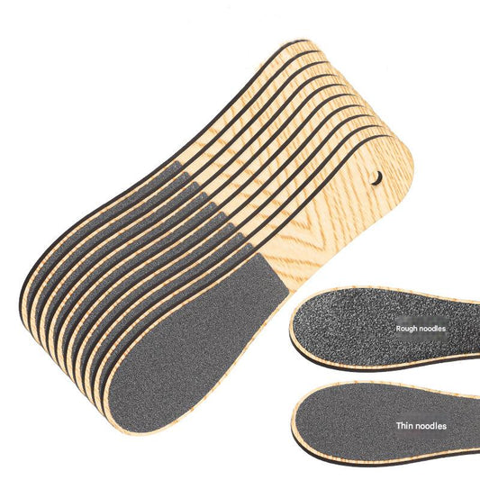 Khaki Professional Pedicure Foot File 10-Pack - Double-Sided Callus Remover with Wooden Handle V888-ELOSUNG32851