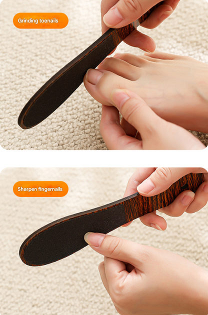 Khaki Professional Pedicure Foot File 10-Pack - Double-Sided Callus Remover with Wooden Handle V888-ELOSUNG32851