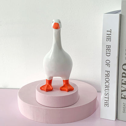 2 Pcs White and Yellow Whimsical Magnetic Goose Figurine - Novelty Key Holder & Desk Organizer V888-ELOSUNG32857