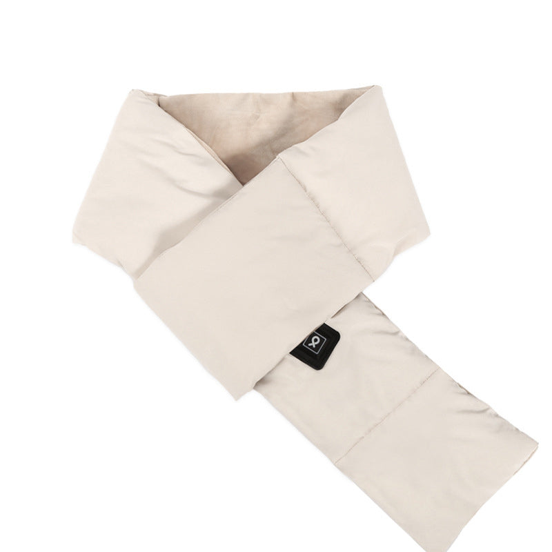 Beige USB Electric Heated Scarf - Portable Puffer Neck Warmer with 3-Level Heat Control for Winter V888-ELOSUNG32862