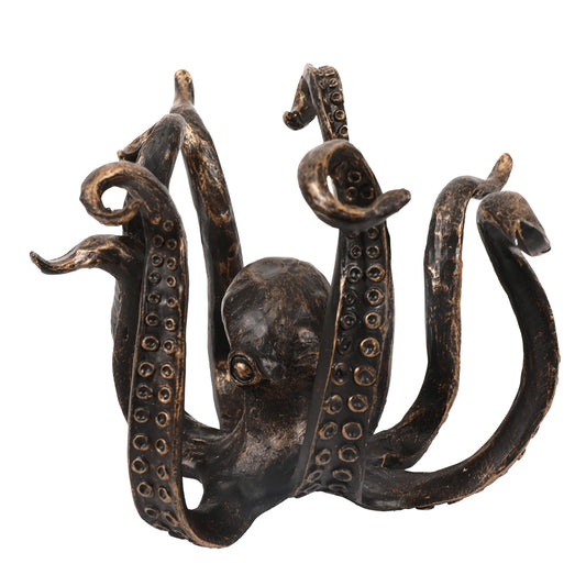 Bronze Vintage Bronze Octopus Mug Holder - Decorative Resin Statue & Countertop Cup Rack V888-ELOSUNG32868
