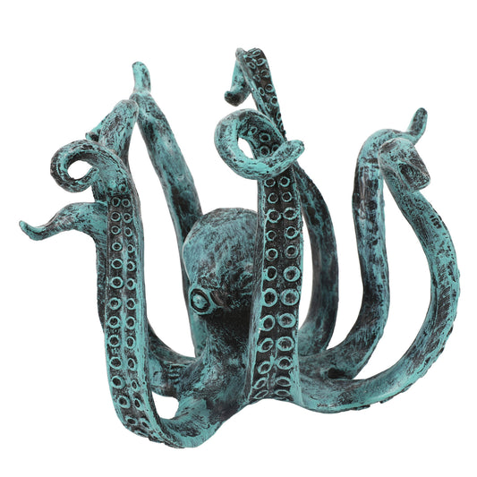 Blue Vintage Bronze Octopus Mug Holder - Decorative Resin Statue & Countertop Cup Rack V888-ELOSUNG32871
