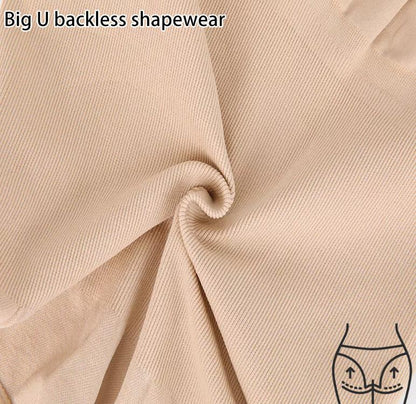 2 Pcs Size M Skin Color Seamless Backless Bodysuit Shapewear - Deep U-Plunge Tummy Control Thong Shaper V888-ELOSUNG32879
