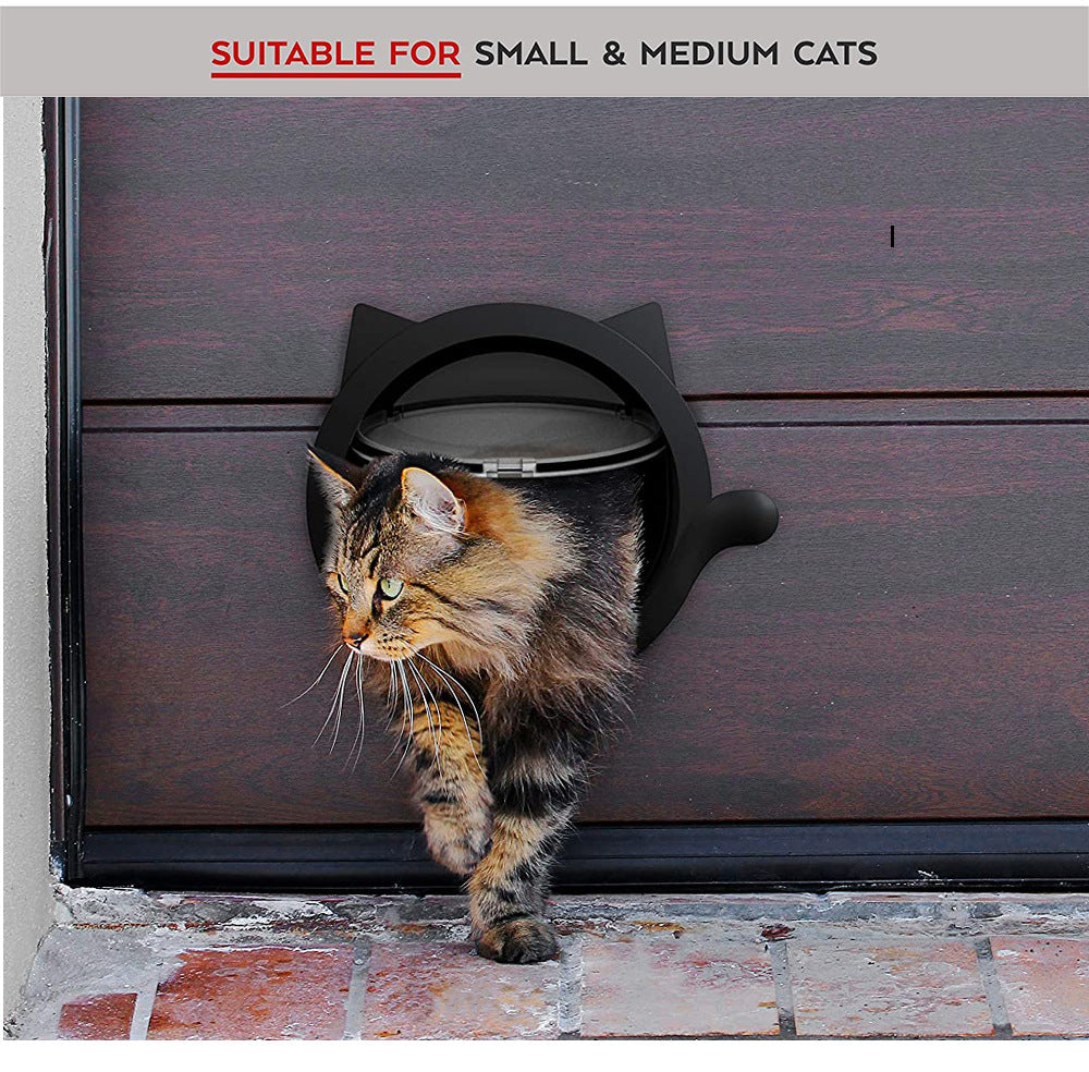 White 4-Way Locking Cat Flap Door - Pet Entry Portal for Interior Doors, Walls & Cabinets V888-ELOSUNG32884