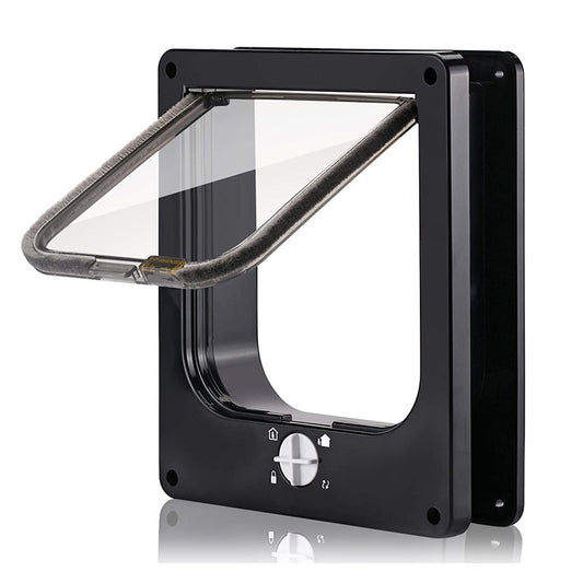 Size XL Black 4-Way Locking Pet Flap Door for Cats and Small Dogs - Weatherproof Magnetic Cat Door V888-ELOSUNG32890