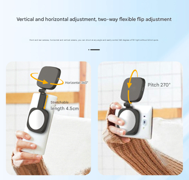 White Magnetic Foldable Selfie Light with Mirror - Rechargeable LED Fill Light for iPhone & Android V888-ELOSUNG32898