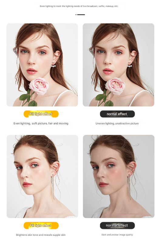 White Magnetic Foldable Selfie Light with Mirror - Rechargeable LED Fill Light for iPhone & Android V888-ELOSUNG32898