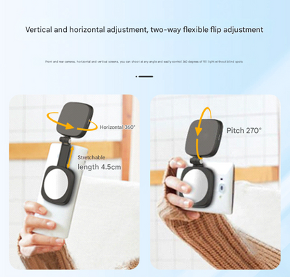 Black Magnetic Foldable Selfie Light with Mirror - Rechargeable LED Fill Light for iPhone & Android V888-ELOSUNG32899