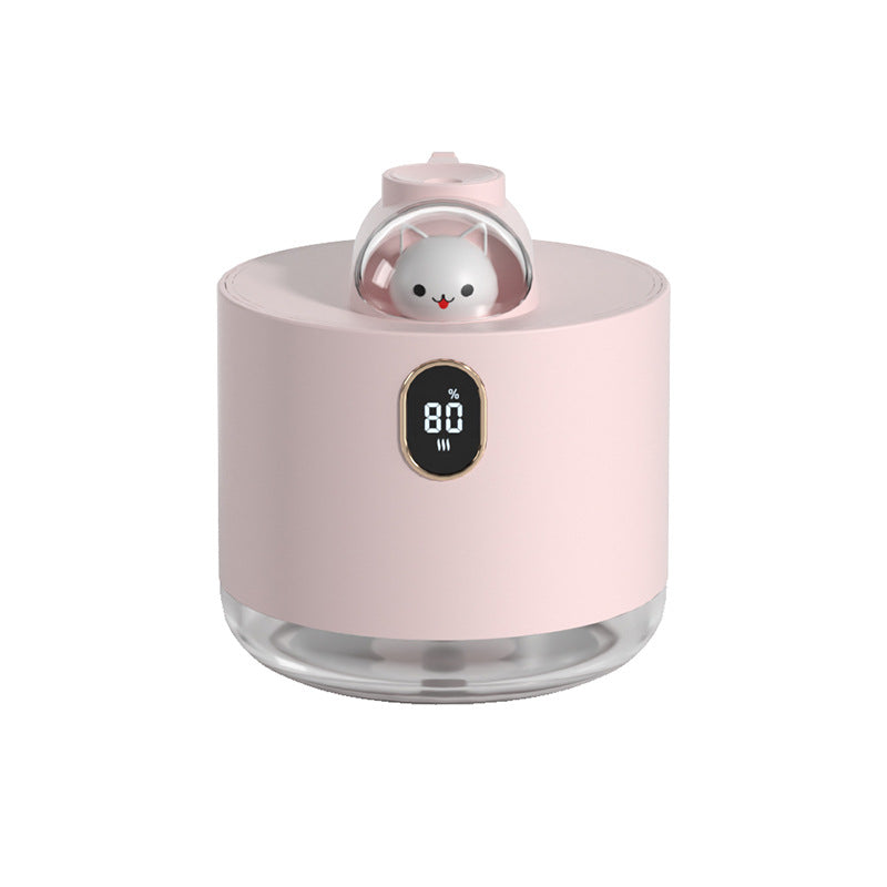 Pink Adorable Space Capsule Humidifier - Portable USB Cool Mist Maker with LED Display & Ambient Night Light V888-ELOSUNG32901