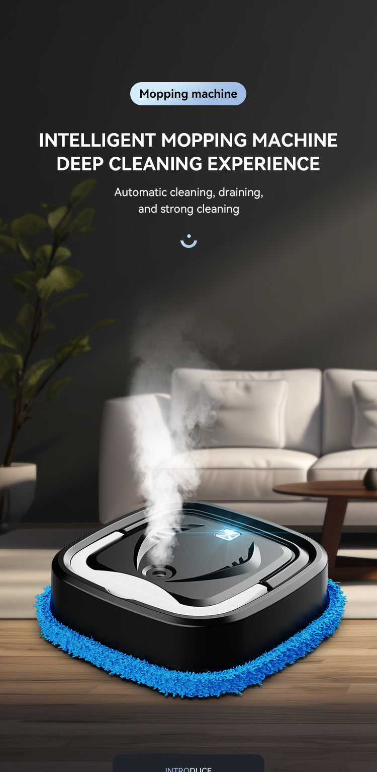 Black Smart Robotic Floor Mop with Humidifier Spray - Ultra-Slim Automatic Wet & Dry Floor Cleaner V888-ELOSUNG32904
