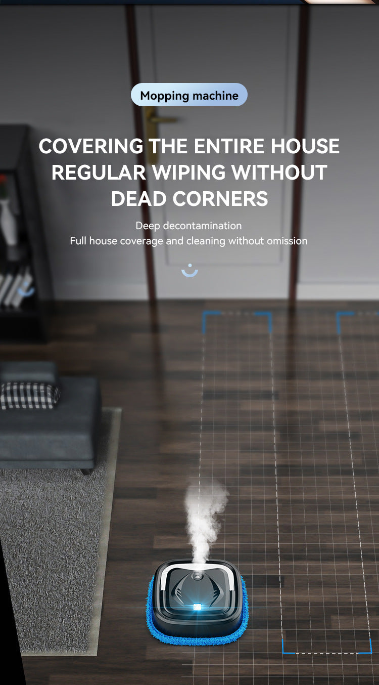 Black Smart Robotic Floor Mop with Humidifier Spray - Ultra-Slim Automatic Wet & Dry Floor Cleaner V888-ELOSUNG32904