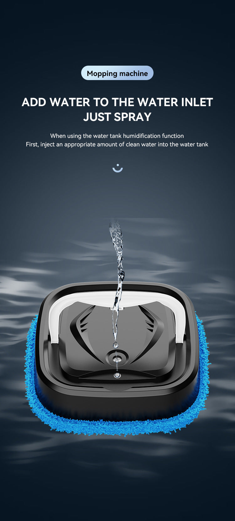 Black Smart Robotic Floor Mop with Humidifier Spray - Ultra-Slim Automatic Wet & Dry Floor Cleaner V888-ELOSUNG32904