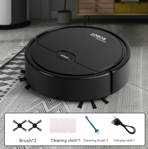 Black 3-in-1 Smart Robot Vacuum Cleaner - Automatic Sweeping, Mopping & Suction for Hard Floors & Pet Hair V888-ELOSUNG32906