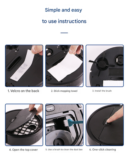 Black 3-in-1 Smart Robot Vacuum Cleaner - Automatic Sweeping, Mopping & Suction for Hard Floors & Pet Hair V888-ELOSUNG32906