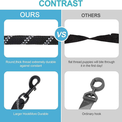 Black 3-in-1 Tangle-Free Dog Leash for 1-3 Dogs - Heavy Duty Bungee Coupler with Reflective Stitching & V888-ELOSUNG32908