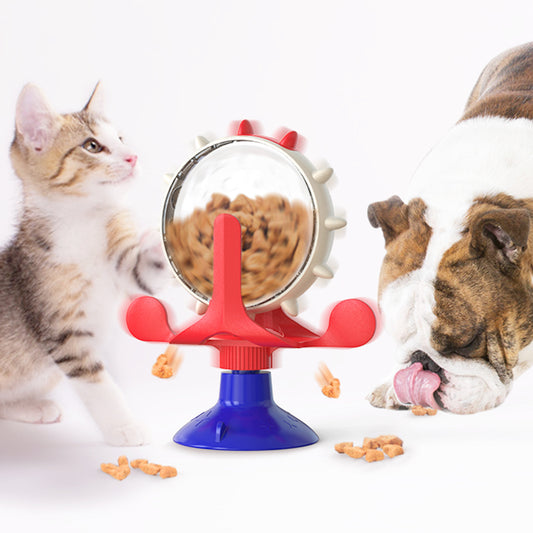 Blue Interactive Pet Treat Dispenser - Spinning Wheel Food Puzzle Toy for Cats & Dogs with Suction Cup Base V888-ELOSUNG32920