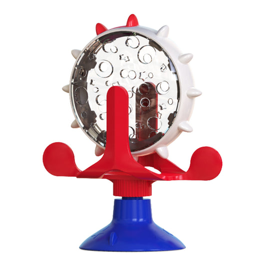 Red,Blue and White Interactive Pet Treat Dispenser - Spinning Wheel Food Puzzle Toy for Cats & Dogs with V888-ELOSUNG32923