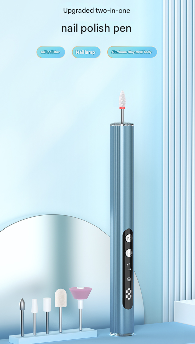 Blue Rechargeable Electric Nail Drill Pen with UV Curing Lamp - Professional All-in-One Manicure Pedicure Kit V888-ELOSUNG32925
