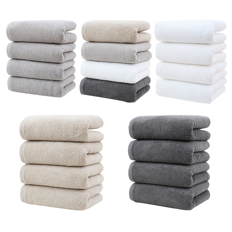 White Plush Cotton Hand Towel Set (4-Pack) - Ultra Soft, Absorbent & Quick-Drying Face Towels for Bathroom V888-ELOSUNG32931