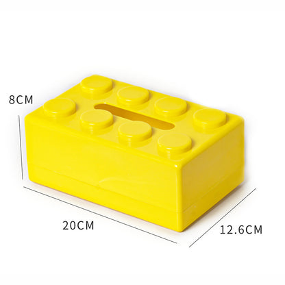 Yellow 2 Pcs Creative Building Block Tissue Box Holder - Wall-Mounted & Desktop Dispenser for Bathroom, Kids V888-ELOSUNG32938