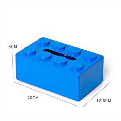 Blue 2 Pcs Creative Building Block Tissue Box Holder - Wall-Mounted & Desktop Dispenser for Bathroom, Kids V888-ELOSUNG32939