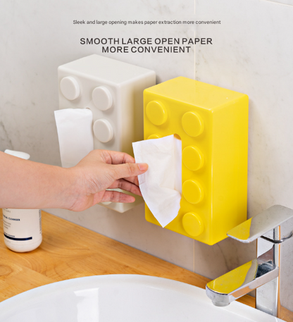 Blue 2 Pcs Creative Building Block Tissue Box Holder - Wall-Mounted & Desktop Dispenser for Bathroom, Kids V888-ELOSUNG32939