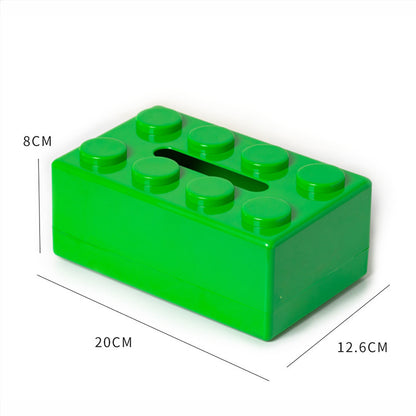 Green 2 Pcs Creative Building Block Tissue Box Holder - Wall-Mounted & Desktop Dispenser for Bathroom, Kids V888-ELOSUNG32940