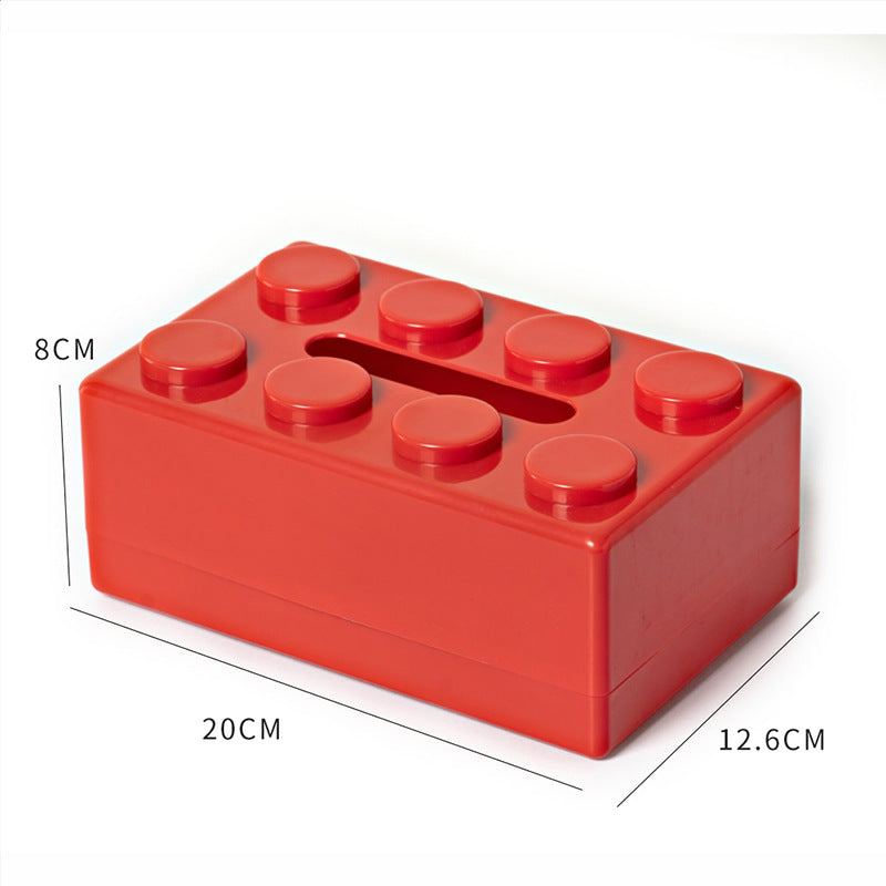 Red 2 Pcs Creative Building Block Tissue Box Holder - Wall-Mounted & Desktop Dispenser for Bathroom, Kids V888-ELOSUNG32941