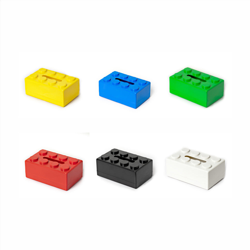 Red 2 Pcs Creative Building Block Tissue Box Holder - Wall-Mounted & Desktop Dispenser for Bathroom, Kids V888-ELOSUNG32941