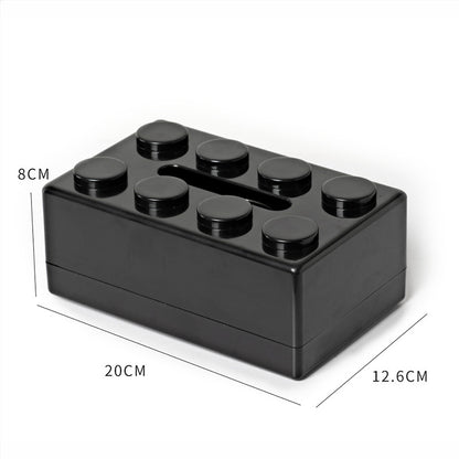 Black 2 Pcs Creative Building Block Tissue Box Holder - Wall-Mounted & Desktop Dispenser for Bathroom, Kids V888-ELOSUNG32942