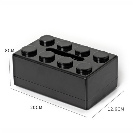 Black 2 Pcs Creative Building Block Tissue Box Holder - Wall-Mounted & Desktop Dispenser for Bathroom, Kids V888-ELOSUNG32942
