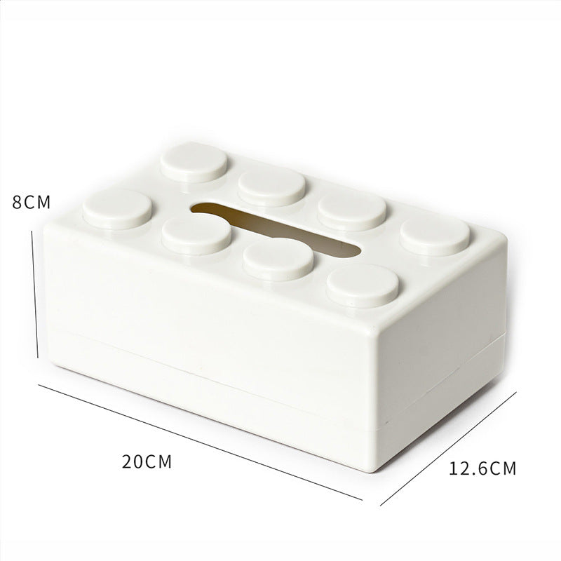 White 2 Pcs Creative Building Block Tissue Box Holder - Wall-Mounted & Desktop Dispenser for Bathroom, Kids V888-ELOSUNG32943