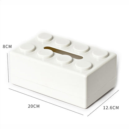 White 2 Pcs Creative Building Block Tissue Box Holder - Wall-Mounted & Desktop Dispenser for Bathroom, Kids V888-ELOSUNG32943