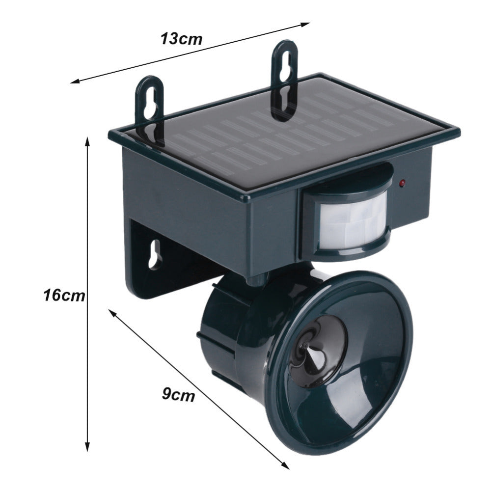 Dark Green Solar Powered Ultrasonic Animal Repeller - Motion Activated Outdoor Pest Deterrent for Garden V888-ELOSUNG32945