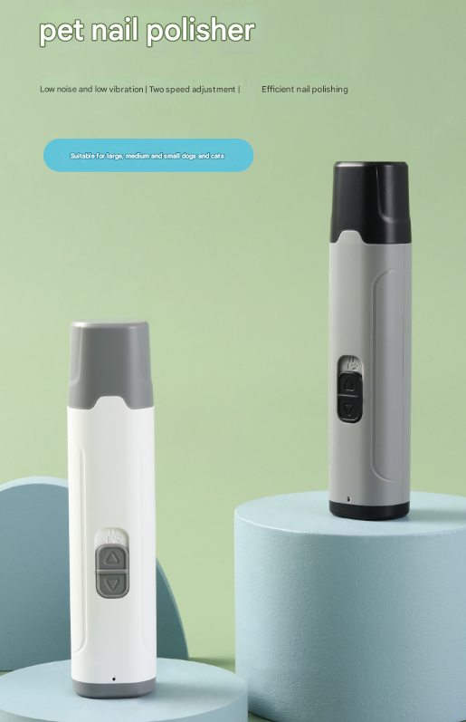 Grey Quiet Electric Pet Nail Grinder with LED Light - 2-Speed USB-C Rechargeable Trimmer for Dogs & Cats V888-ELOSUNG32950