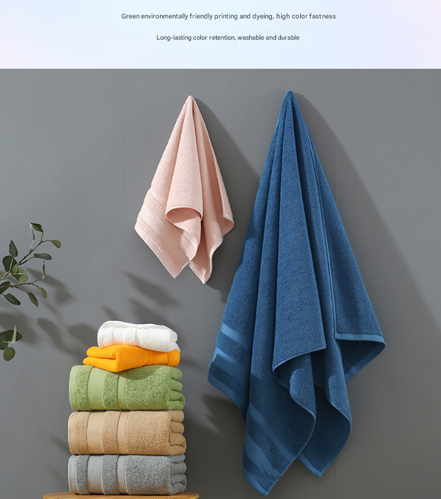 Blue Premium 3-Piece 100% Cotton Towel Set - Ultra Soft, Absorbent & Quick-Dry for Bathroom V888-ELOSUNG32953
