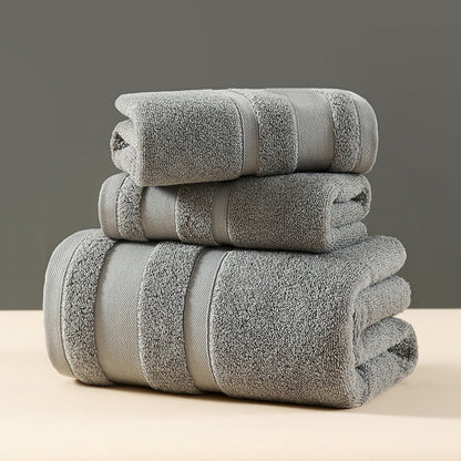 Grey Premium 3-Piece 100% Cotton Towel Set - Ultra Soft, Absorbent & Quick-Dry for Bathroom V888-ELOSUNG32954