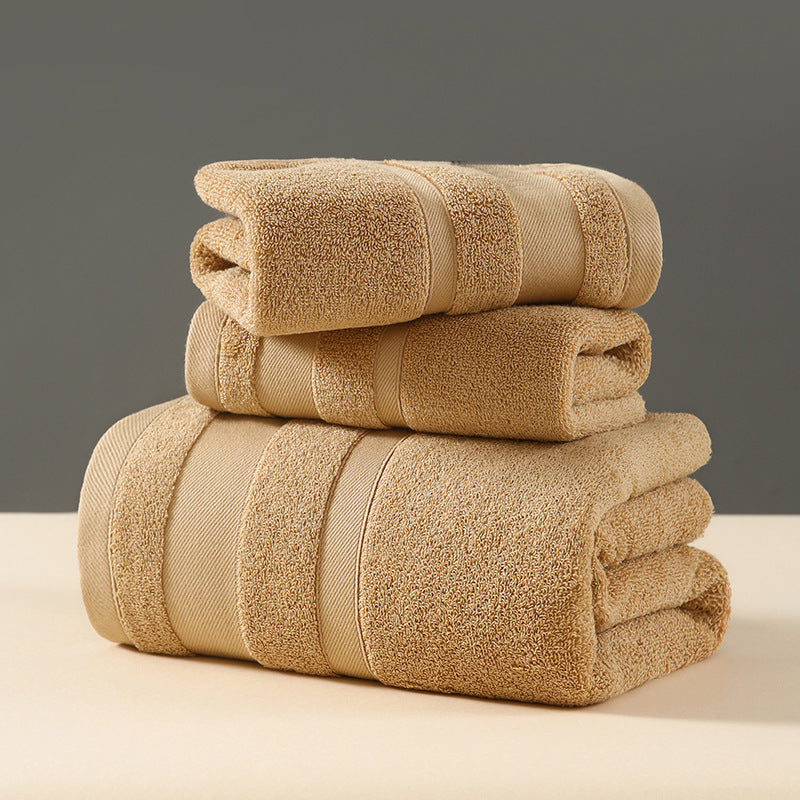 Brown Premium 3-Piece 100% Cotton Towel Set - Ultra Soft, Absorbent & Quick-Dry for Bathroom V888-ELOSUNG32955