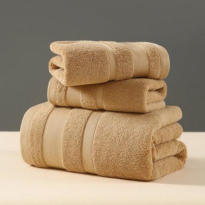 Brown Premium 3-Piece 100% Cotton Towel Set - Ultra Soft, Absorbent & Quick-Dry for Bathroom V888-ELOSUNG32955
