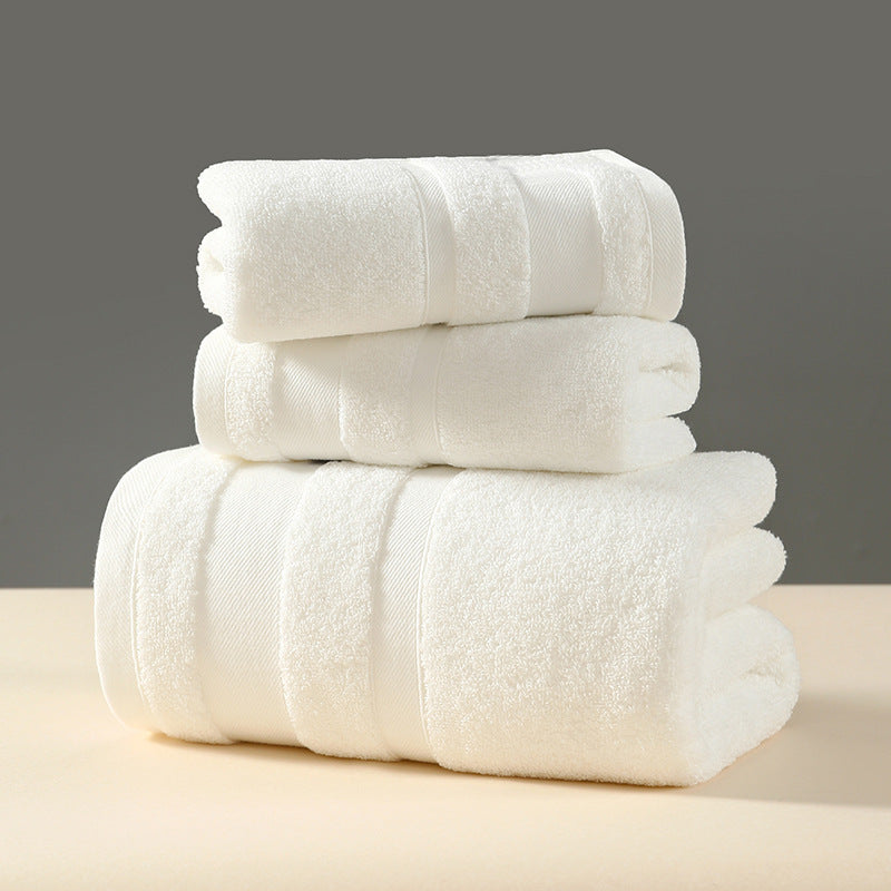 White Premium 3-Piece 100% Cotton Towel Set - Ultra Soft, Absorbent & Quick-Dry for Bathroom V888-ELOSUNG32956