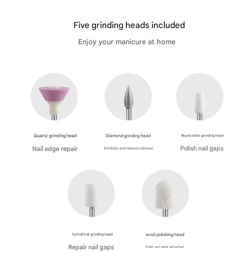 Grey Cordless Electric Nail Drill Pen - Professional Rechargeable Manicure & Pedicure Kit V888-ELOSUNG32957
