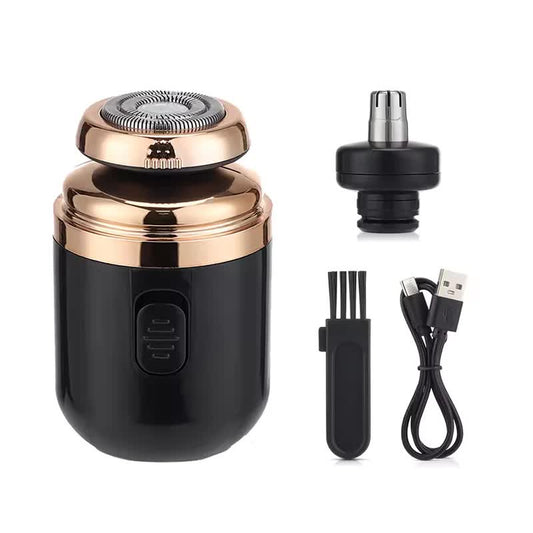 Black Portable Mini Electric Shaver for Men - USB Fast-Charge Travel Razor with Washable Head & Nose Trimmer V888-ELOSUNG32965