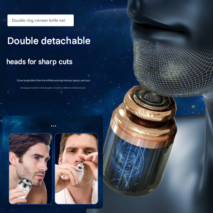 Black Portable Mini Electric Shaver for Men - USB Fast-Charge Travel Razor with Washable Head & Nose Trimmer V888-ELOSUNG32965
