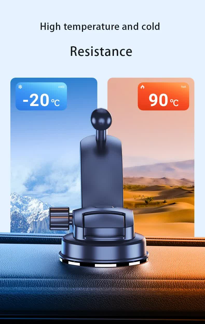 Black Universal Car Phone Mount Holder - 360 degrees Rotation with Upgraded Suction Cup for Dashboard & V888-ELOSUNG32968