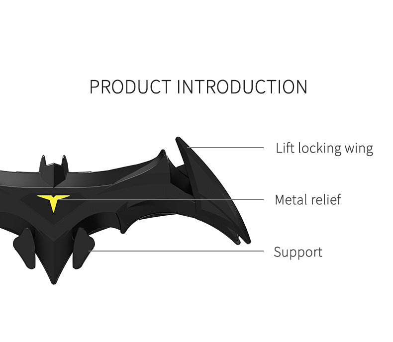 Black Creative Bat-Style Gravity Car Phone Mount - Secure Air Vent Holder with 360 Rotation V888-ELOSUNG32969