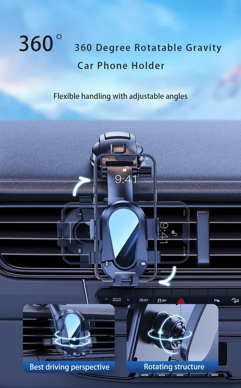 Red and Black Universal Car Phone Mount Holder - 360 degrees Rotation with Upgraded Suction Cup for Dashboard V888-ELOSUNG32970