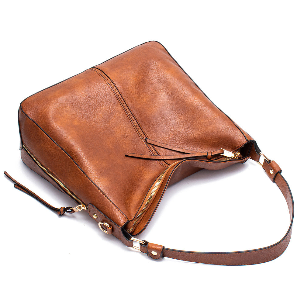 Brown Womens Soft PU Leather Hobo Bag - Large Casual Tote Handbag with Adjustable Crossbody Strap V888-ELOSUNG32971